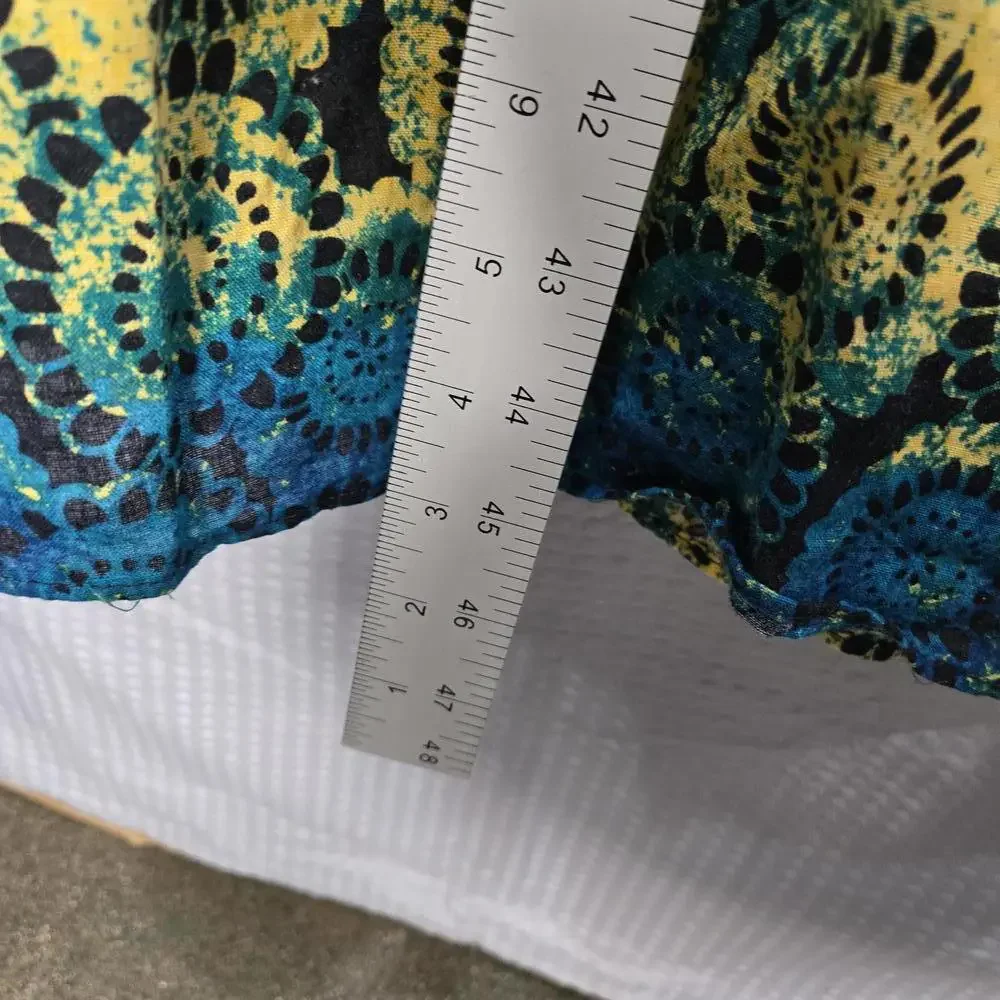 Old Navy Y2K Halter Maxi Dress XL Linen Blend Blue Yellow Boho Medallion Print - Picture 9 of 9